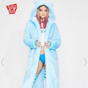Light blue fur coat